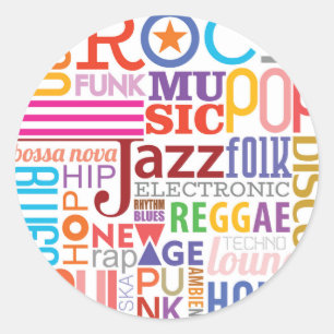 Musiktextstile Runder Aufkleber