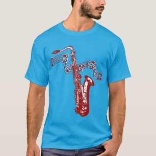 Musikthema Rot Saxophon und Noten - Shirt