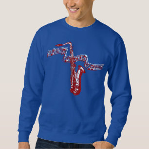 Musikthema Rotes Saxophon und Noten - Sweatshirt