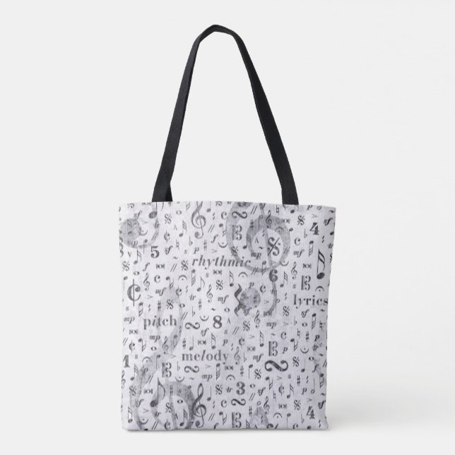Musikthema Totbeutel Musiknote Pianobüte Tasche (Rückseite)