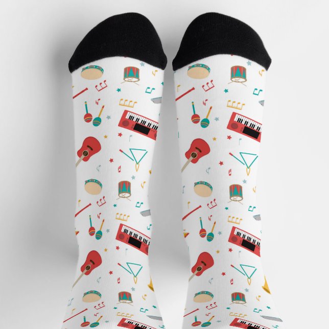 Musikthemenmuster für Musikinstrumente Socken (Oben)