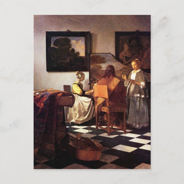 Musiktrio von Johannes Vermeer Postkarte (Vorderseite)