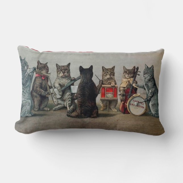 Musikunterhaltung für Vintage Katzen Lendenkissen (Vorderseite)