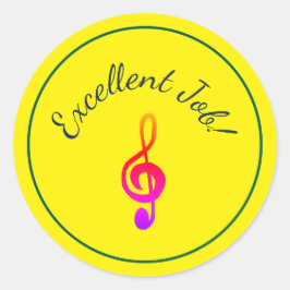 Musikunterricht - farbenfrohe Treble Clef Belohnun Runder Aufkleber