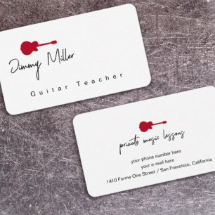 Musikunterricht Red Guitar Visitenkarte
