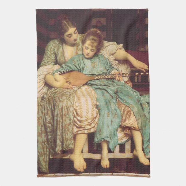Musikunterricht von Lord Frederic Leighton Geschirrtuch (Vertikal)