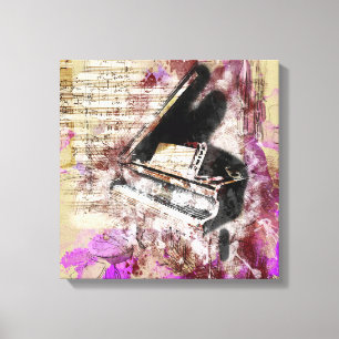 Musique Abstraite Piano Design Toile violet Mur Ar