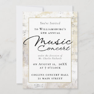 Musique Concert Performance Invitation Elegant Gol