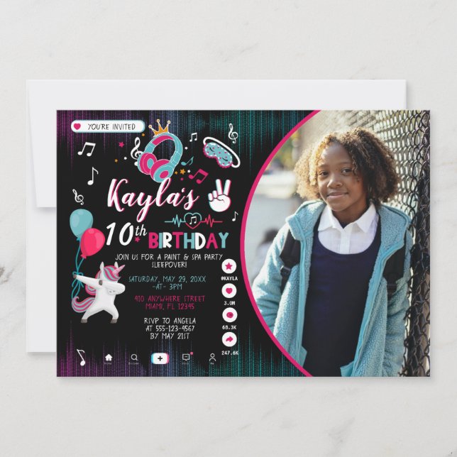 Musique Dance Party Photo Anniversaire Invitation (Devant)