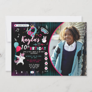 Musique Dance Party Photo Anniversaire Invitation