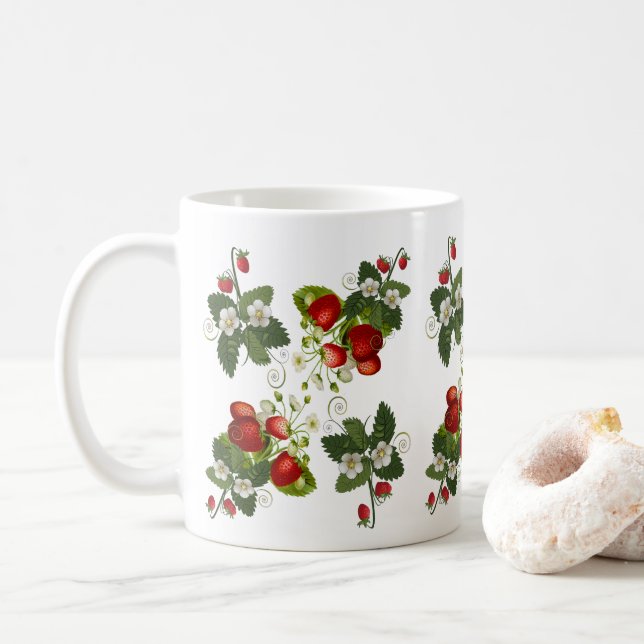 Musique de fraise rétro | Pépinière de fraises Mug (Avec donut)