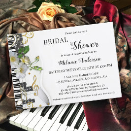 Musique et Rose Invitation de douche nuptiale