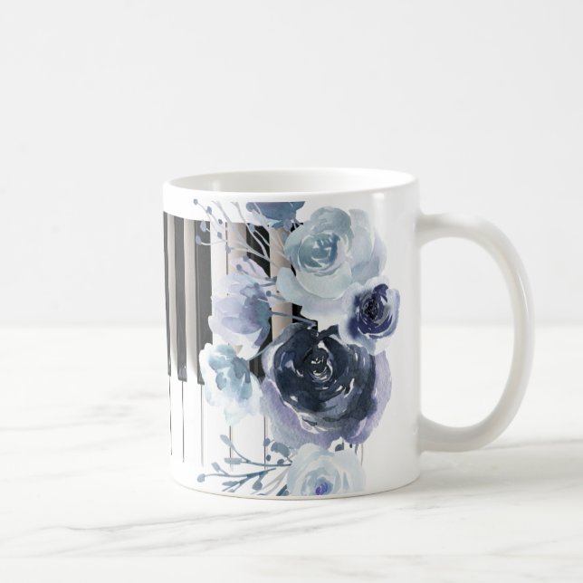 musique florale bleu poussiéreux tasse à café (Droite)