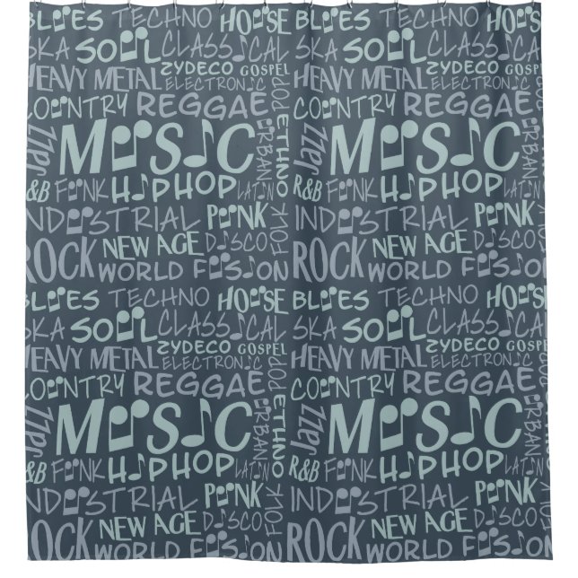 Musique Genres Word Collage rideau de douche (Devant)