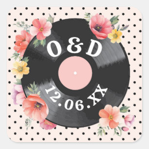 Musique Mariage Floral 1950s Stickers Fleurs