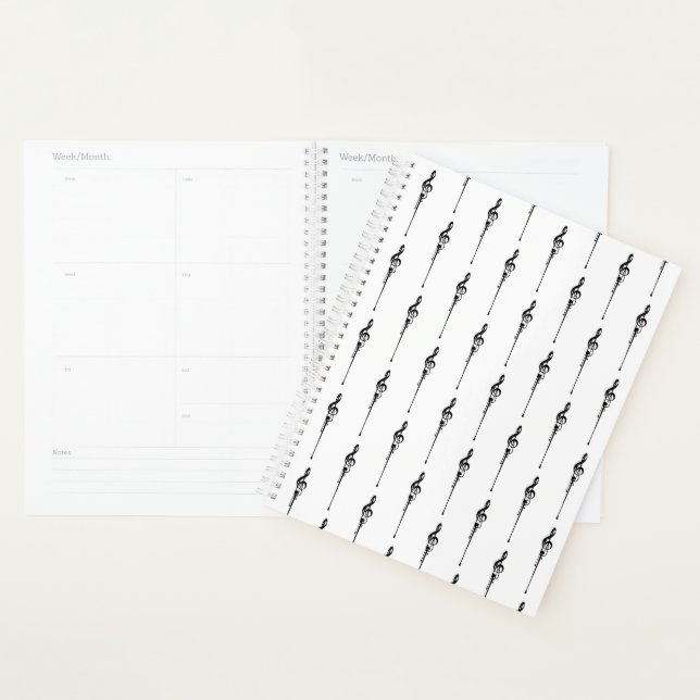 Musique Motif Melting Treble Clef noir et blanc (Devant avec enveloppe)