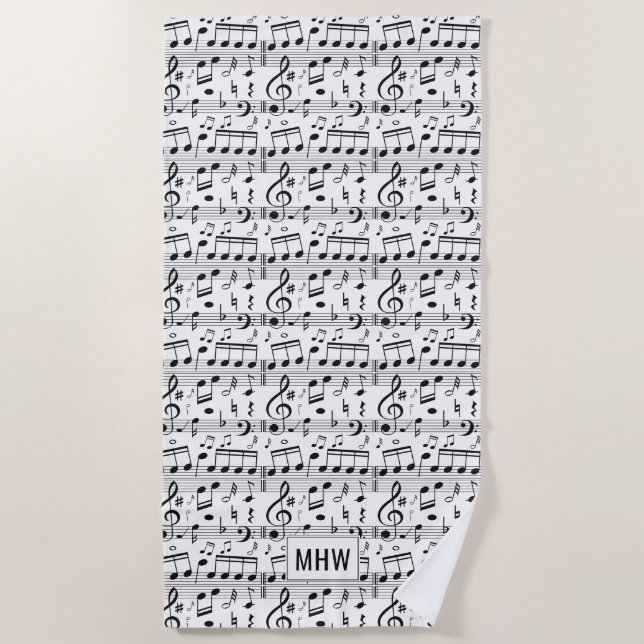 Musique Motif personnalisé monogramme serviette de (Devant)