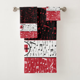 Musique noir rouge et blanc note la serviette de b