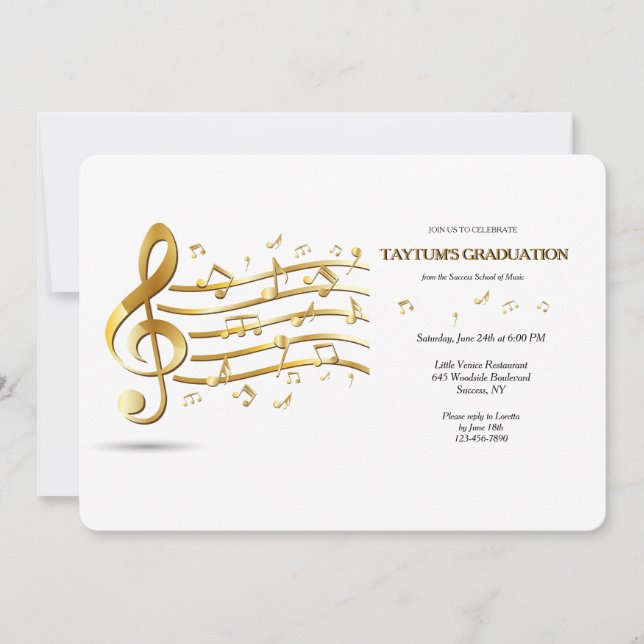 Musique Notes Graduation Party Invitation (Devant)