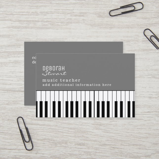 Musique Piano Enseignant Élégant Carte de visite b (Devant/Arrière en situation)