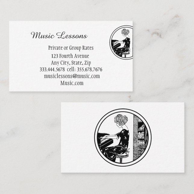 Musique Piano Guitare Cours de professeur Carte de (Devant / Derrière)