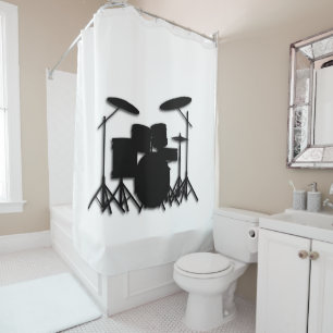 Musique tambour Design Douche blanche rideau