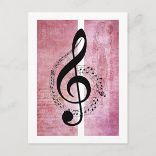 Musique Treble Clef sur carte postale Arrière - pl