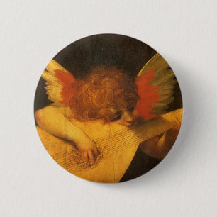 Musizierender Engel mit Laute von Rosso Fiorentino Button