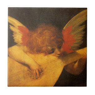 Musizierender Engel mit Laute von Rosso Fiorentino Fliese