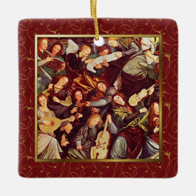 Musizierengel. Fine Art Christmas Geschenk Metal O Keramikornament (Vorderseite)