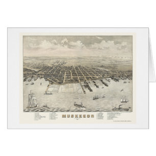 Muskegon, carte panoramique -1874 de MI
