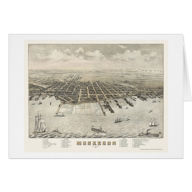 Muskegon, carte panoramique -1874 de MI (Devant horizontal)