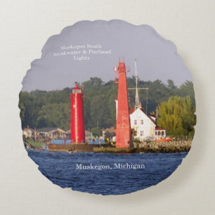Muskegon Eintritt Lights Round Kissen