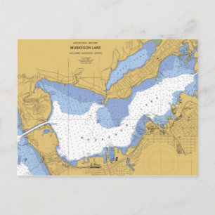 Muskegon, MI Nautical Harbor Chart Postkarte