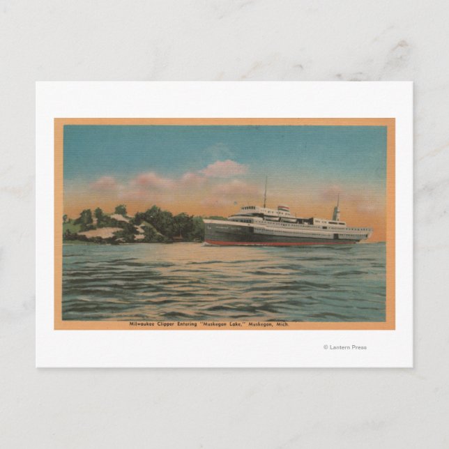 Muskegon, MI - View of Milwaukee Clipper Postkarte (Vorderseite)