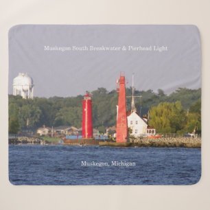 Muskegon South Bkw & Pierhd Lights Sherpa-Decke Sherpadecke