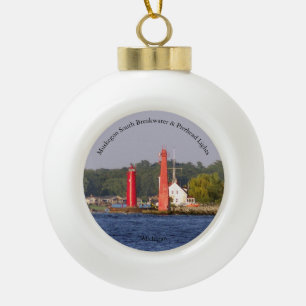 Muskegon South Bkw & Pierhead Lights-Ornament Keramik Kugel-Ornament
