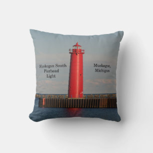 Muskegon South Pierhead Light Square Pilotin Kissen