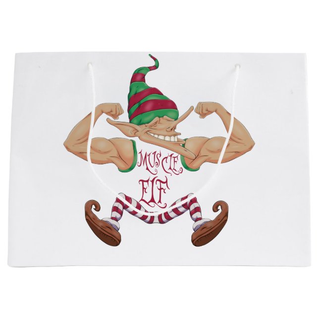 Muskel Elf Große Geschenktüte (Vorderseite)