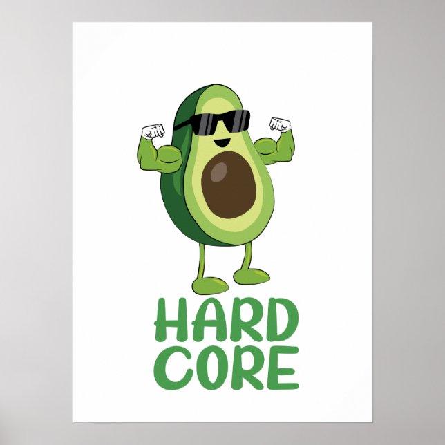 Muskel Hardcore Avocado Funny Poster (Vorne)