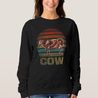 Muskel Kuh Tier Retro Sonnenuntergang 2 Sweatshirt