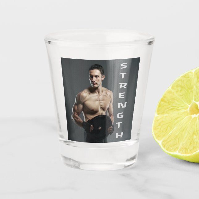 Muskel Man Strength Lift Weight Gym Workout Schnapsglas (Vorderseite)