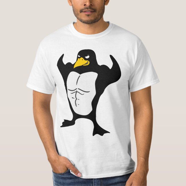 Muskel-Pinguin T-Shirt (Vorderseite)