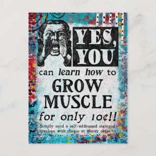 Muskel wachsen - Funny Vintage Ad Postkarte