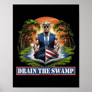 Muskelbepackter Donald Trump Amerikanische Flagge Poster