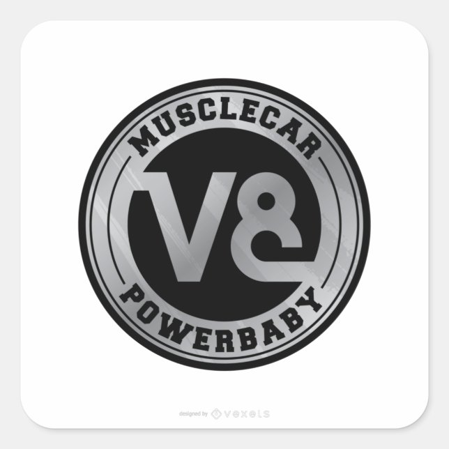 Muskelkater V8 Quadratischer Aufkleber (Vorderseite)