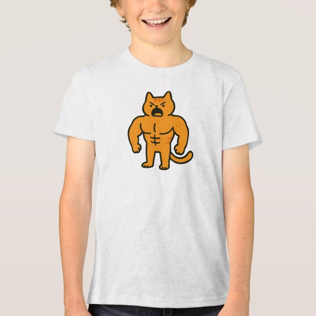 Muskelkatze Tri-Blend Shirt (Vorderseite)