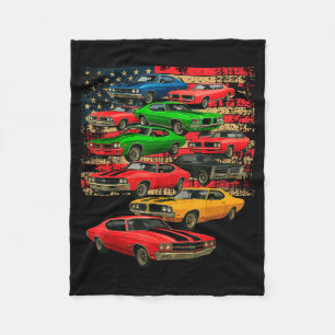 Muskelklassiker Auto Mann amerikanische Flagge Vat Fleecedecke
