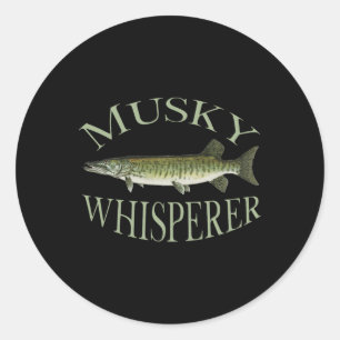 Muskellunge-Fischillustrationskunst Angeln An Runder Aufkleber