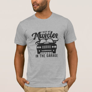 Muskeln in der Garage kühl halten lustiges Grafikd T-Shirt